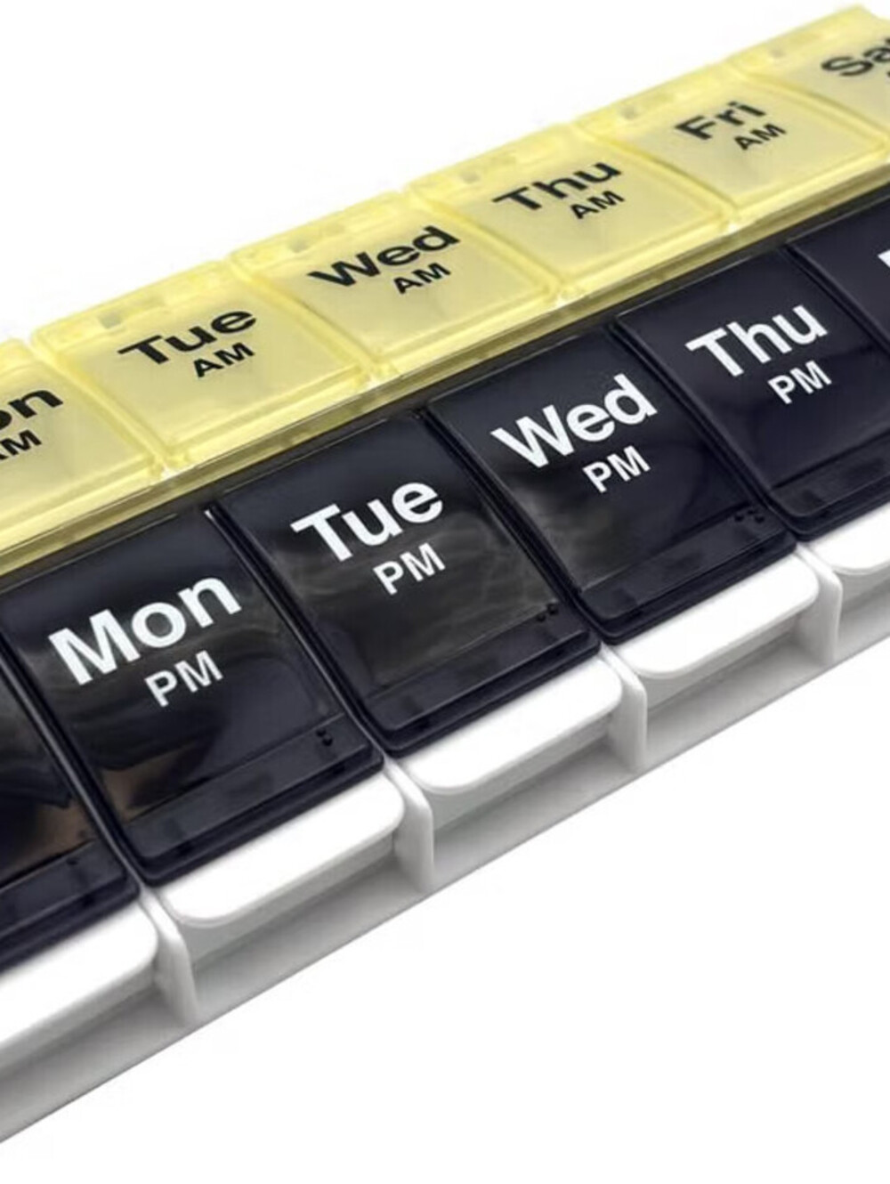 Ezy Dose Weekly (7-Day) AM/PM Pill Organizer, X-Large Case, Black/Yellow
